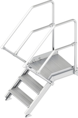 Alu Treppe mit Plattform  45° I 60 cm breit